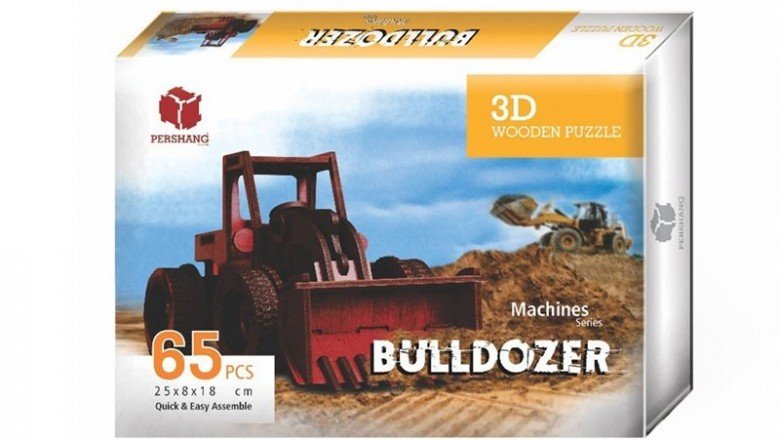 2019014 Pershang Bulldozer / 65 parça – 3 Boyutlu Ahşap Puzzle