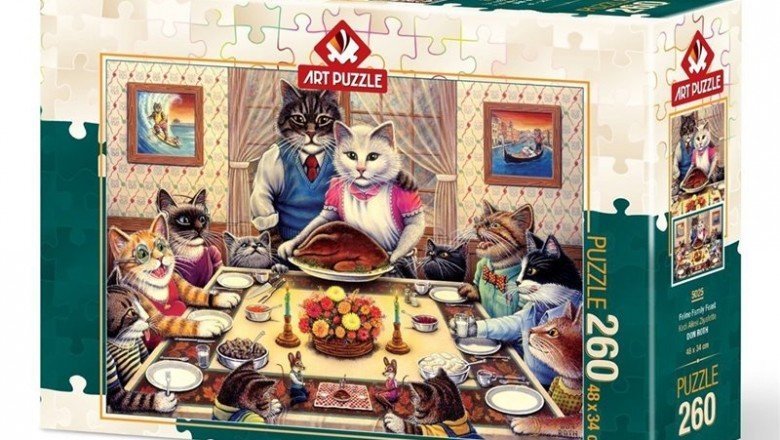 5025 Art Puzzle Kedi Ailesi Ziyafette 260 Parça Puzzle