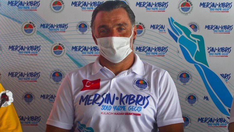 Deniz kirliliğine dikkat çekmek için Mersin’den KKTC’ye yüzüyor