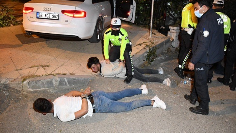 Zorla yere yatırılan alkollü sürücü, yerden kalkmadı