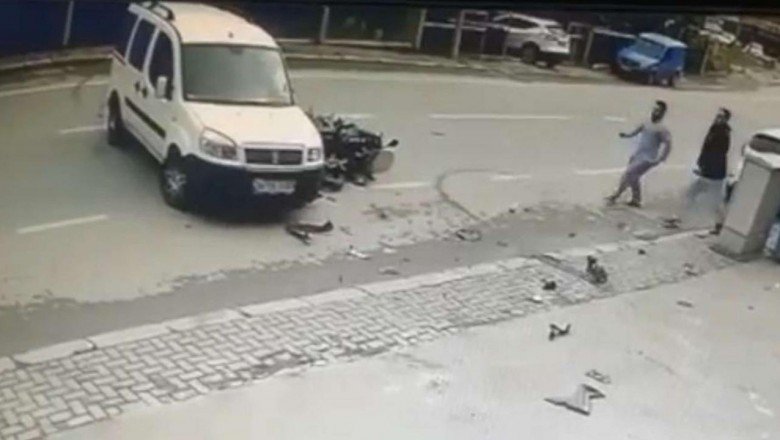 Beykoz’da motosiklet kazası: Aracın camında asılı kaldı