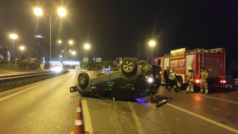 D100 Karayolu Maltepe mevkiinde cip takla attı: 3 yaralı
