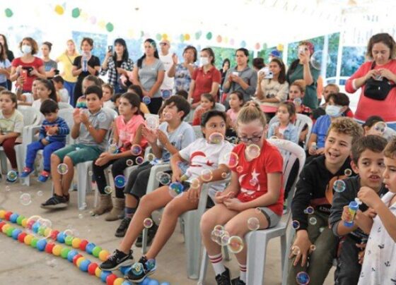 Yangından etkilenen köylerde çocuk şenliği