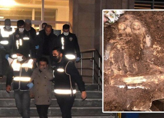 1500 yıllık mezar stelini çıkarmaya çalışırken yakalandılar