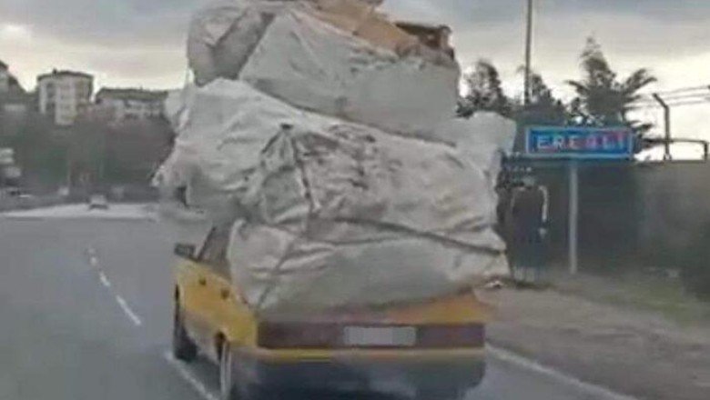 Çuvalların içine koyup böyle taşıdı! Zonguldak’ta tepki çeken görüntü