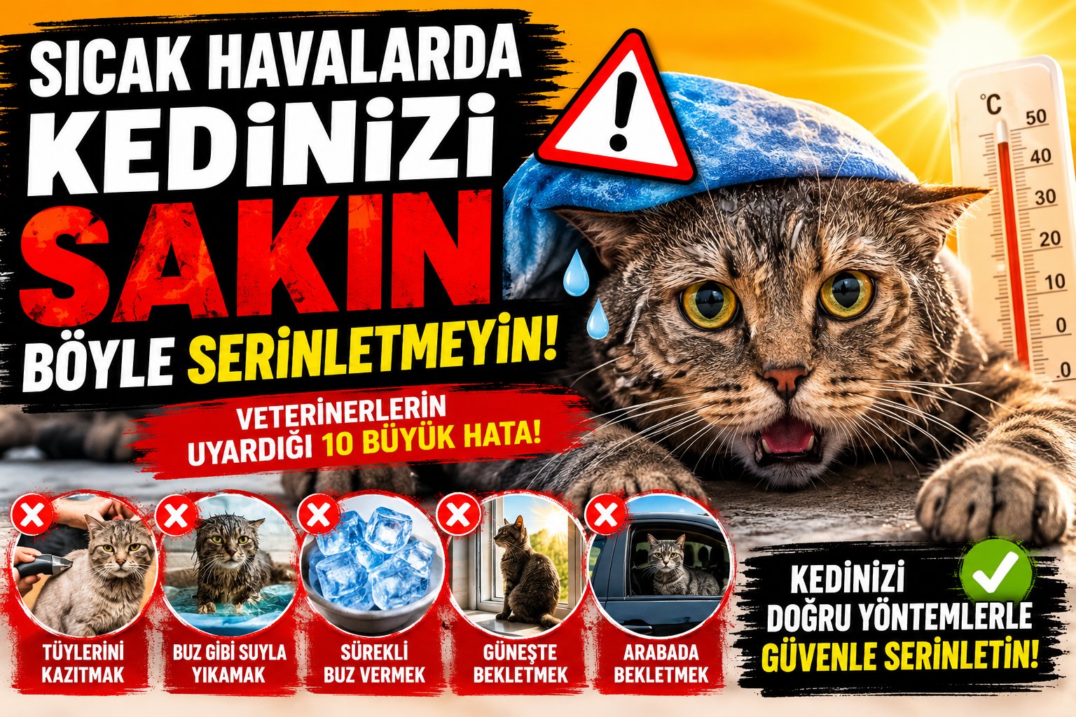 Sıcak Havalarda Kedinizi Sakın Böyle Serinletmeyin! Veterinerlerin Uyardığı 10 Büyük Hata